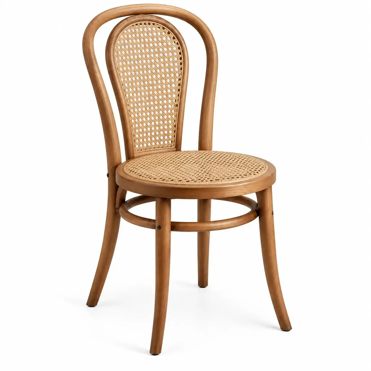 Silla con respaldo con detalles de entramado, marrón