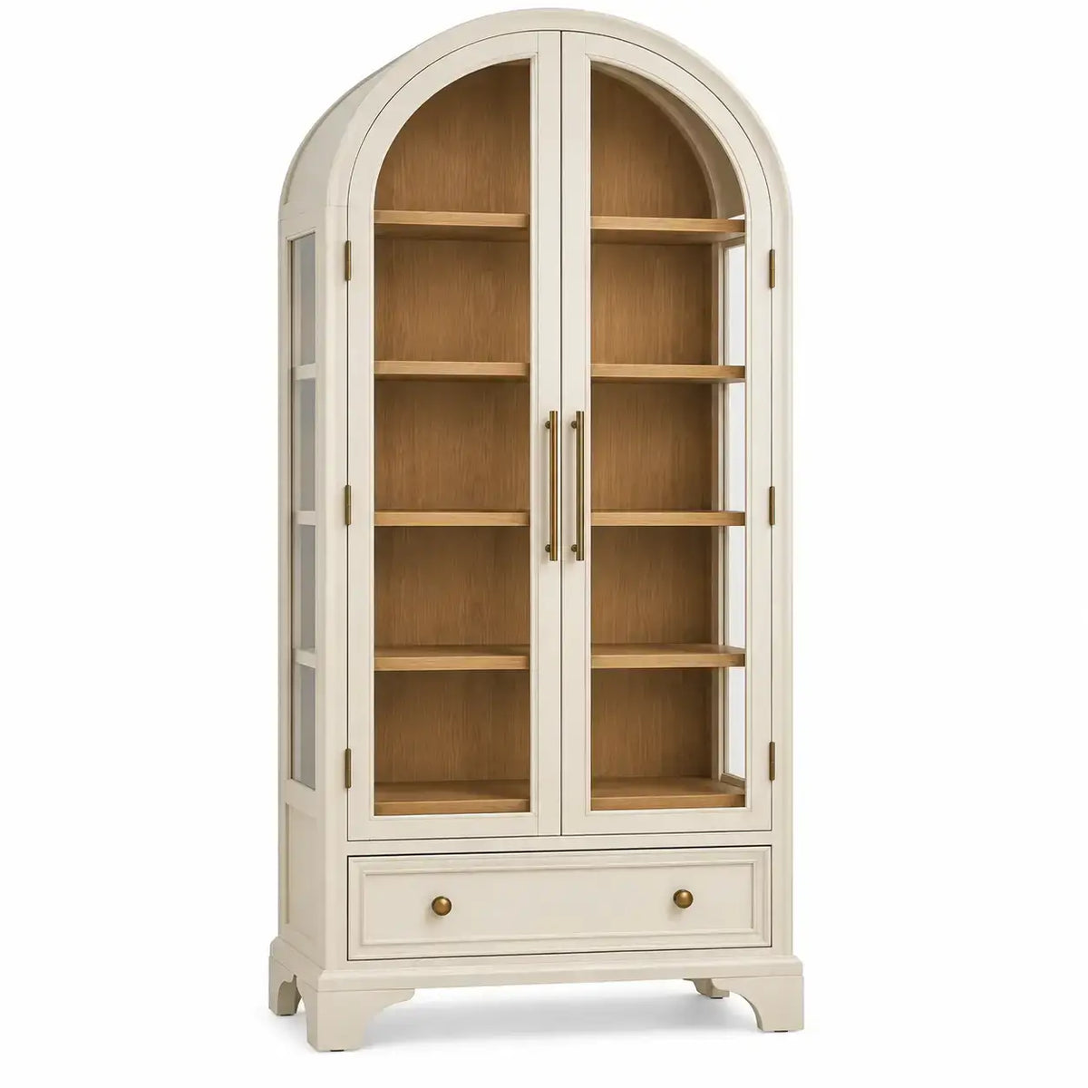 Vitrina de almacenamiento con formas arqueadas, blanco y marrón